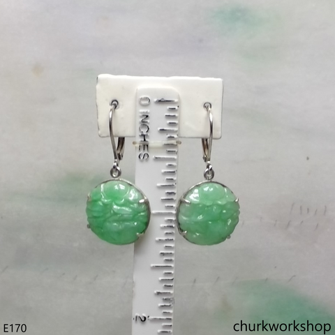 Light green jade flower earrings