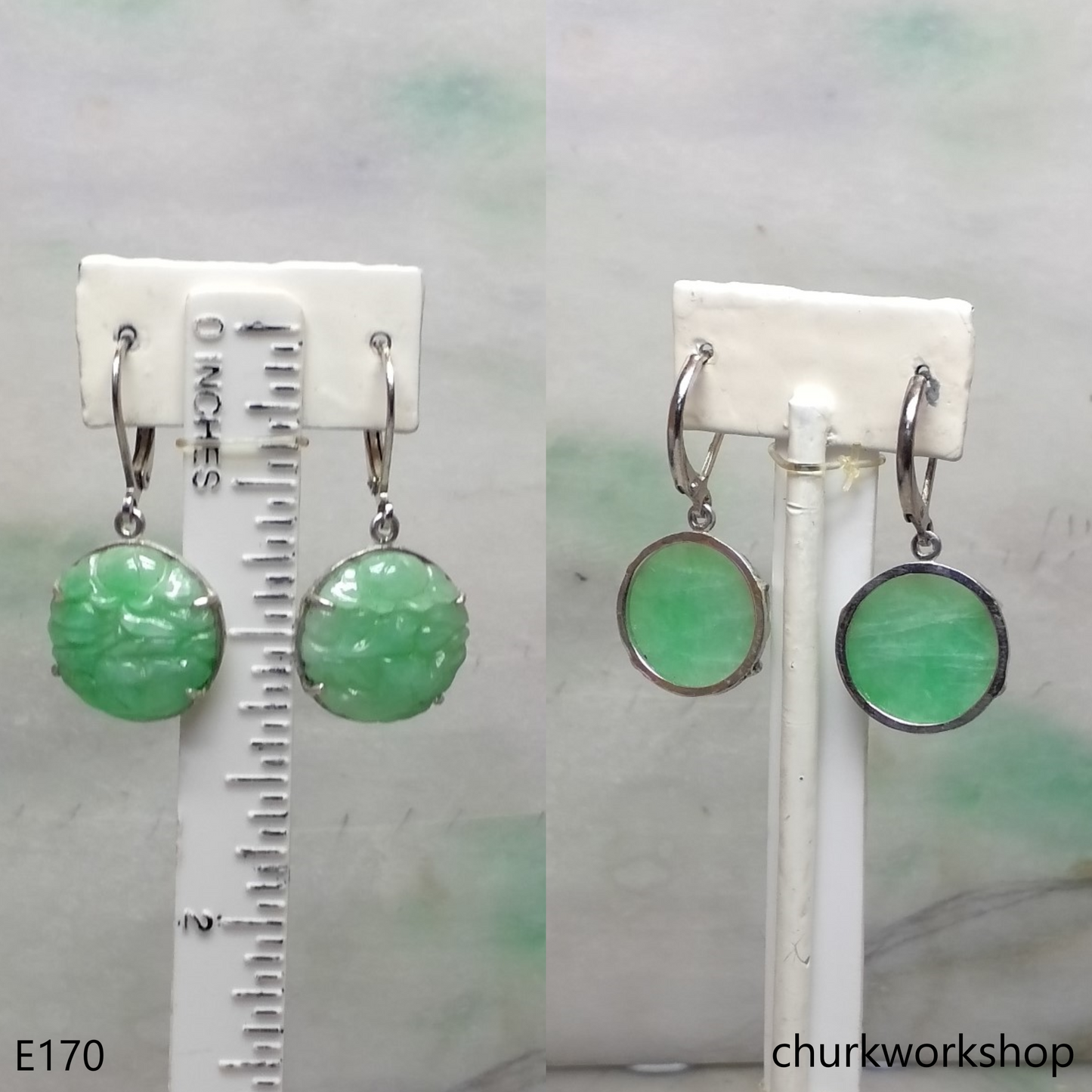 Light green jade flower earrings