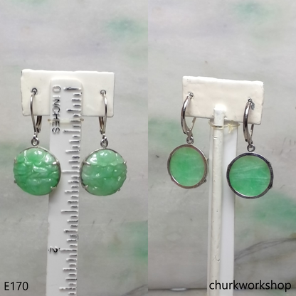 Light green jade flower earrings