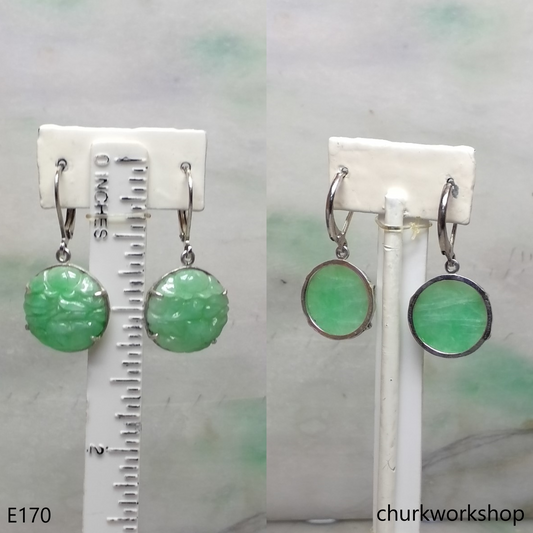 Light green jade flower earrings