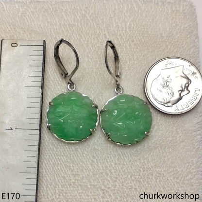 Light green jade flower earrings