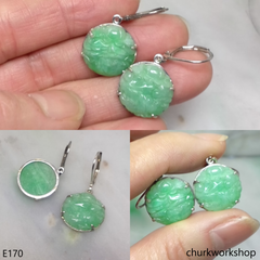 Light green jade flower earrings