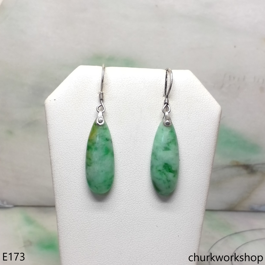 Green dangling jade earrings