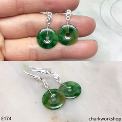 Dark green jade dangling earrings
