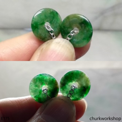 Dark green jade dangling earrings