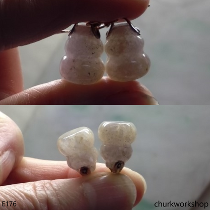 Pale lavender jade gourd ear hooks