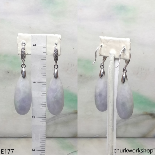Pale lavender dangling jade earrings