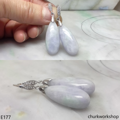Pale lavender dangling jade earrings