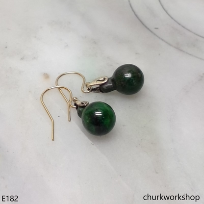Green beads earrings