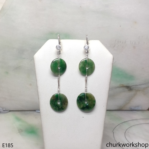 Dark green jade dangling earrings