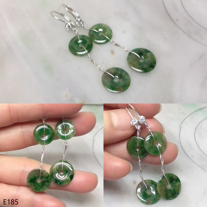 Dark green jade dangling earrings