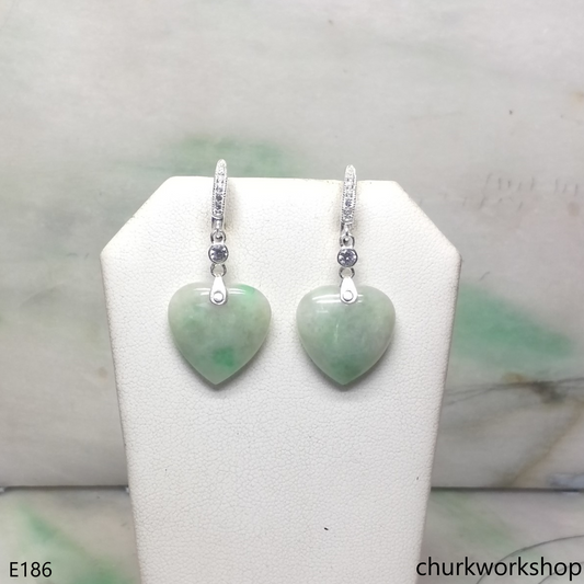 Light green jade heart earrings