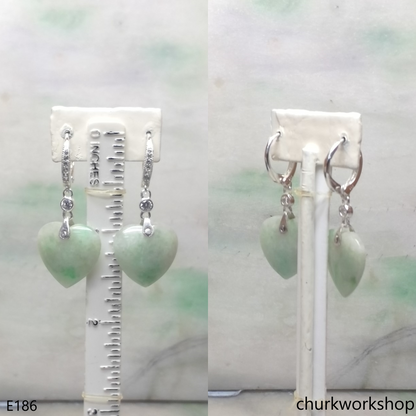 Light green jade heart earrings