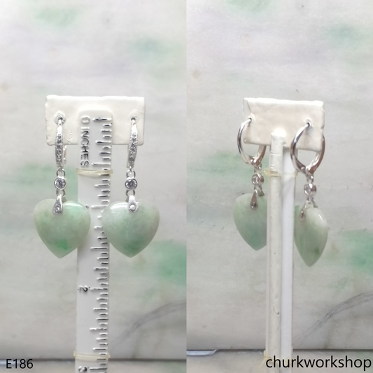 Light green jade heart earrings