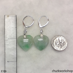 Light green jade heart earrings