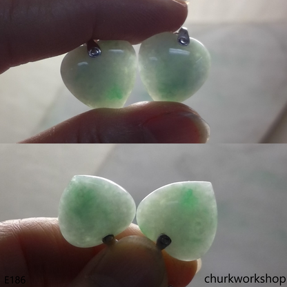 Light green jade heart earrings