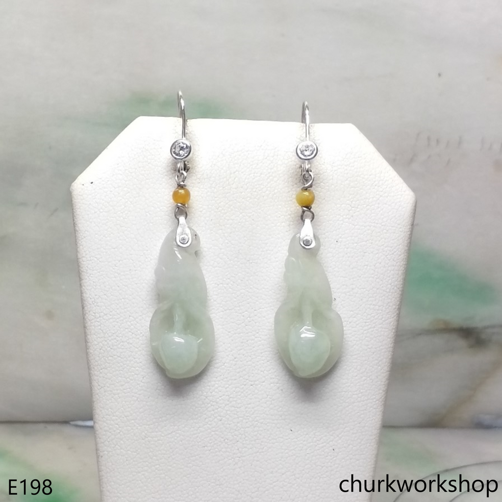 Pale green jade lily earrings
