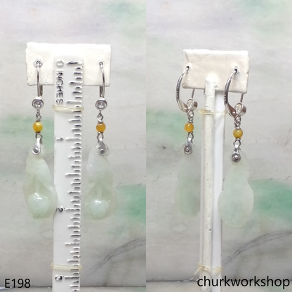 Pale green jade lily earrings