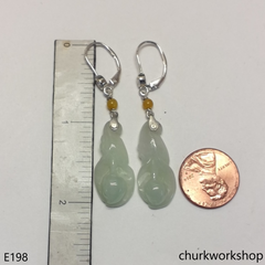 Pale green jade lily earrings