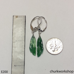 Bluish green jade leaf earrings