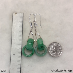 Green interlocking jade dangling earrings