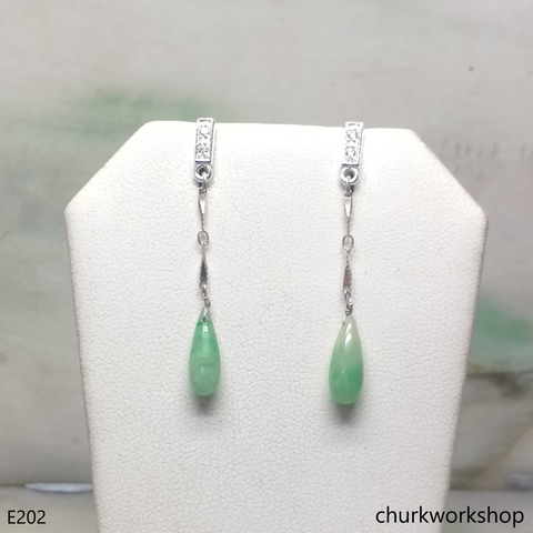 Rain drop jade earrings