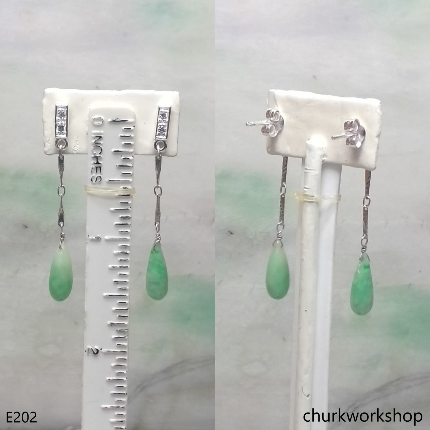 Rain drop jade earrings