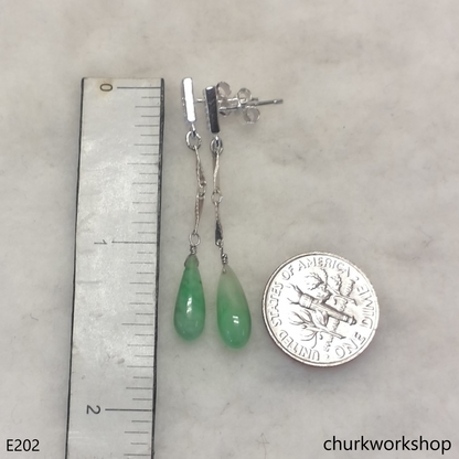 Rain drop jade earrings