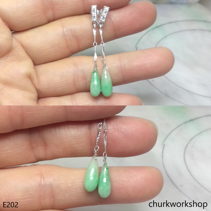 Rain drop jade earrings