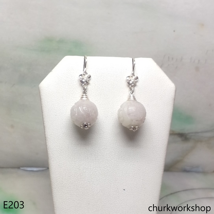 Lavender carved beads beads earrings