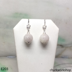 Lavender carved beads beads earrings