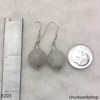 Lavender carved beads beads earrings