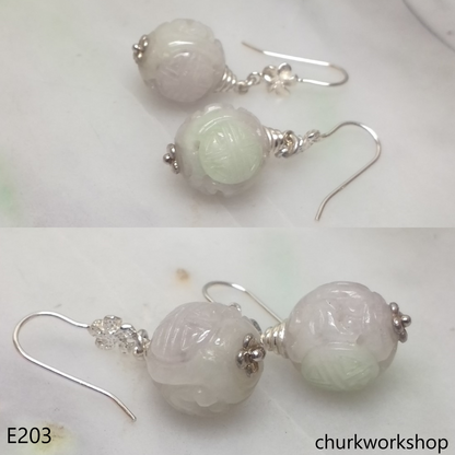 Lavender carved beads beads earrings