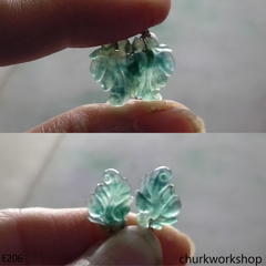 Bluish green jade leaf earrings