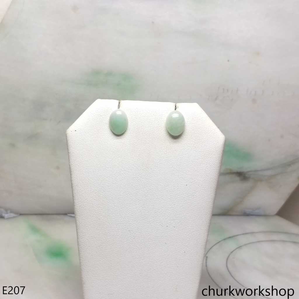 Light green jade ear studs
