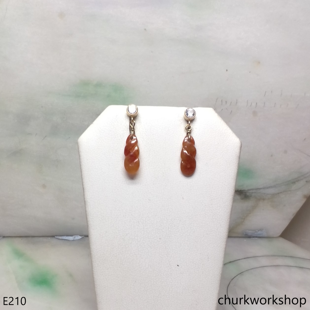Red jade 14k yellow gold filled earrings