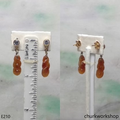 Red jade 14k yellow gold filled earrings