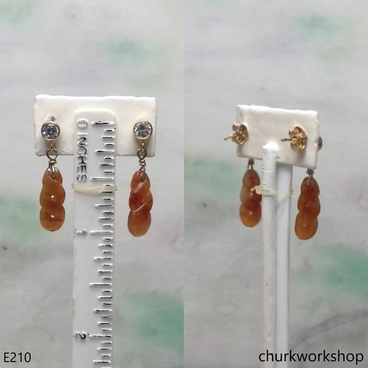 Red jade 14k yellow gold filled earrings