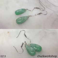 Light green jade dangling earrings