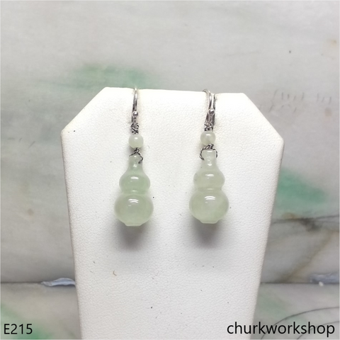 Pale green jade gourd earrings