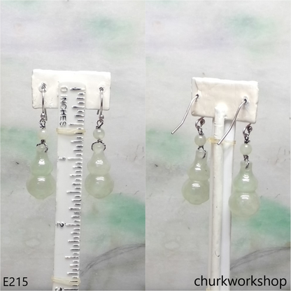 Pale green jade gourd earrings