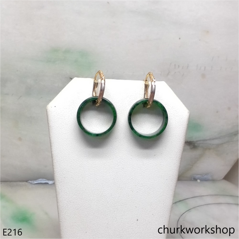 Dark green jade earrings