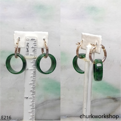 Dark green jade earrings