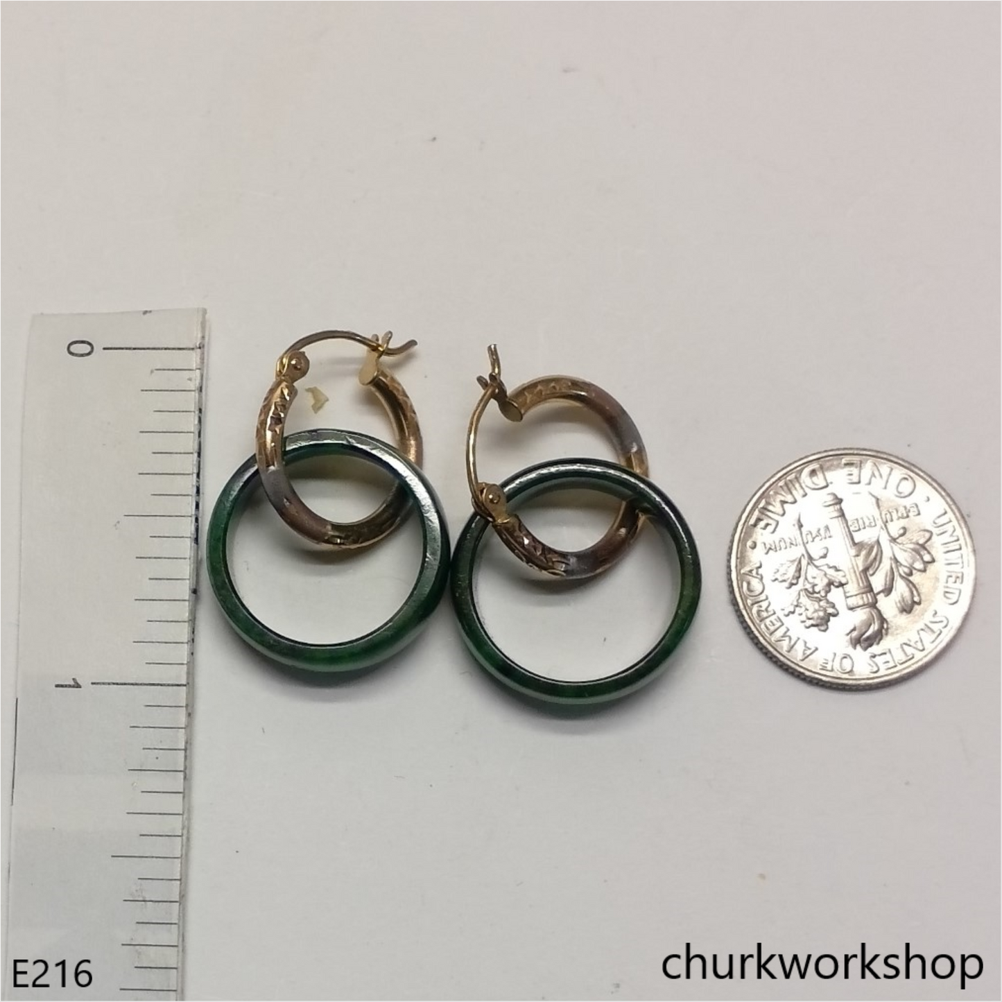 Dark green jade earrings