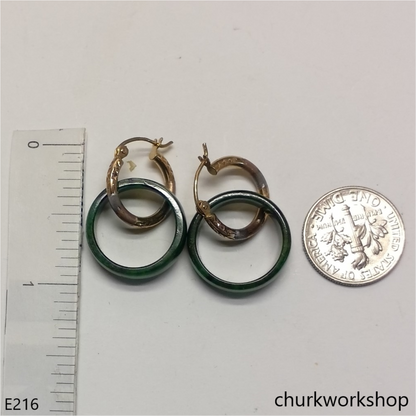 Dark green jade earrings