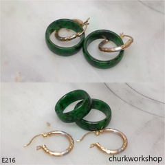 Dark green jade earrings