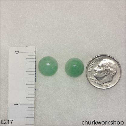 Round half ball jade silver ear studs