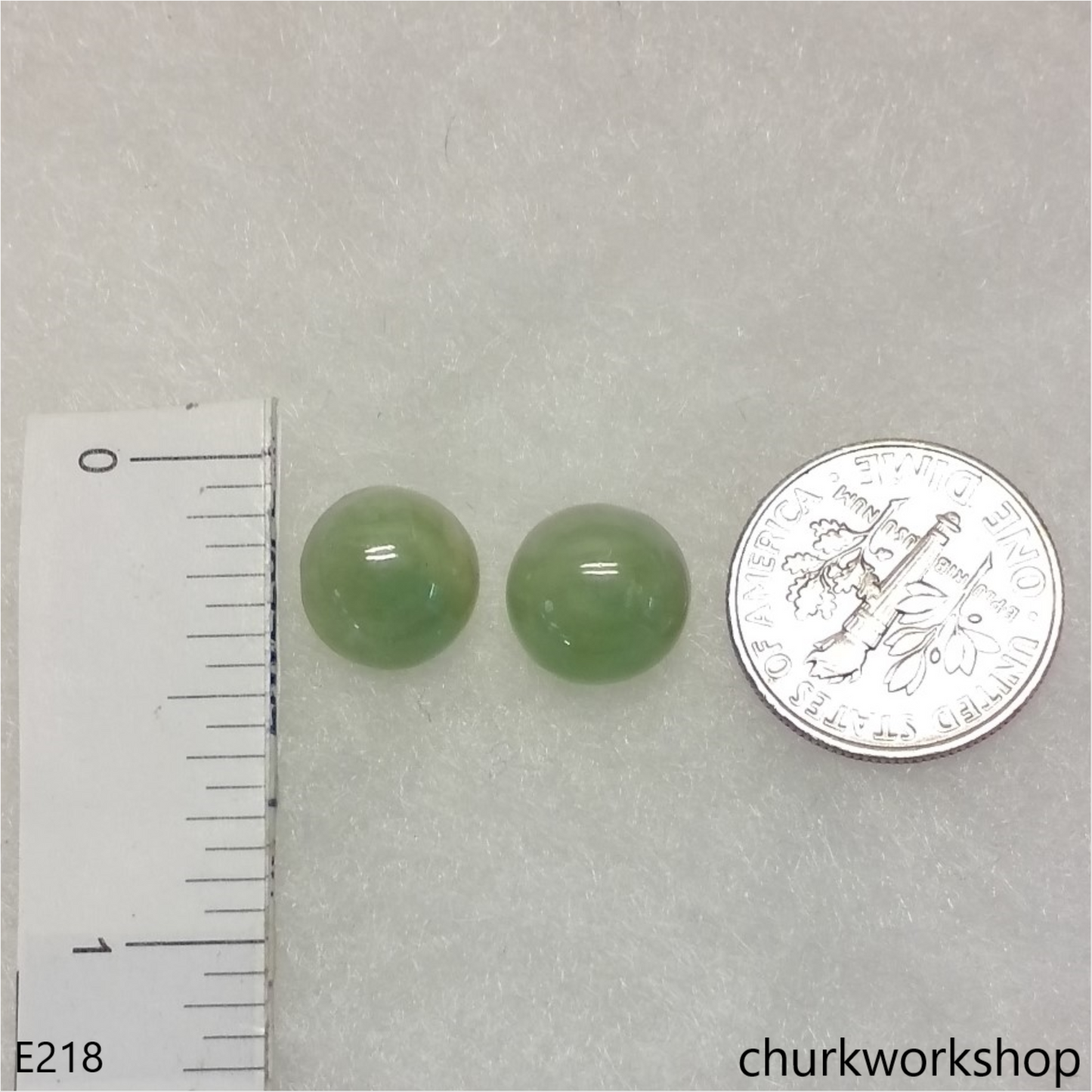 Round half ball jade silver ear studs