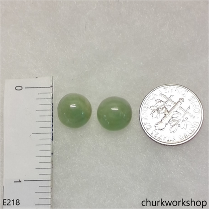 Round half ball jade silver ear studs