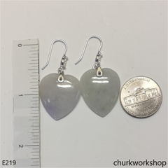 Lavender & green jade heart earrings